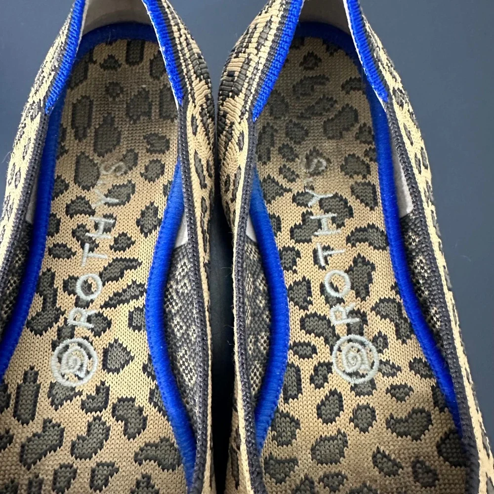 Rothy's The Flat Spotted Leopard Round Toe Ballet Flats Women's 7.5 Animal Print